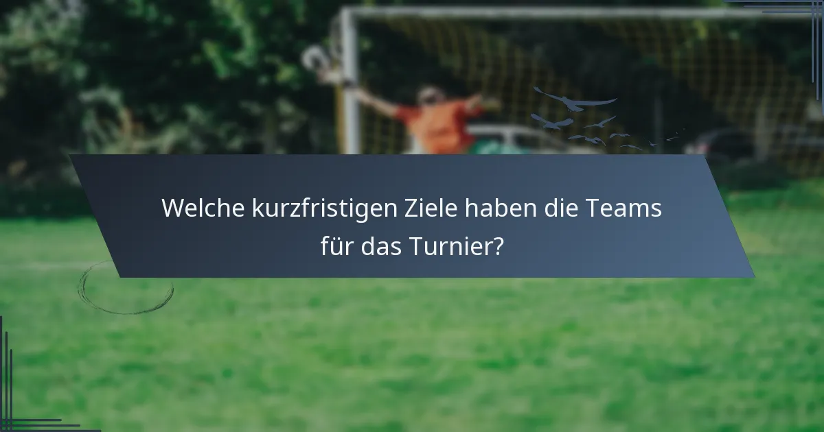 Welche kurzfristigen Ziele haben die Teams für das Turnier?