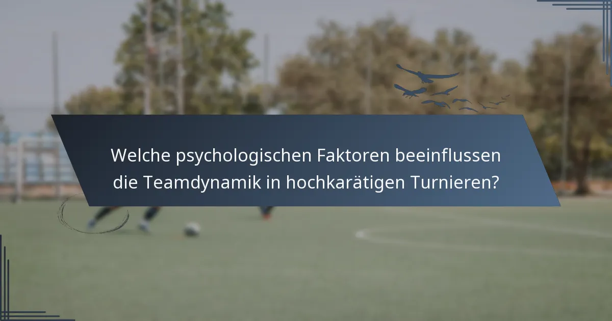 Welche psychologischen Faktoren beeinflussen die Teamdynamik in hochkarätigen Turnieren?